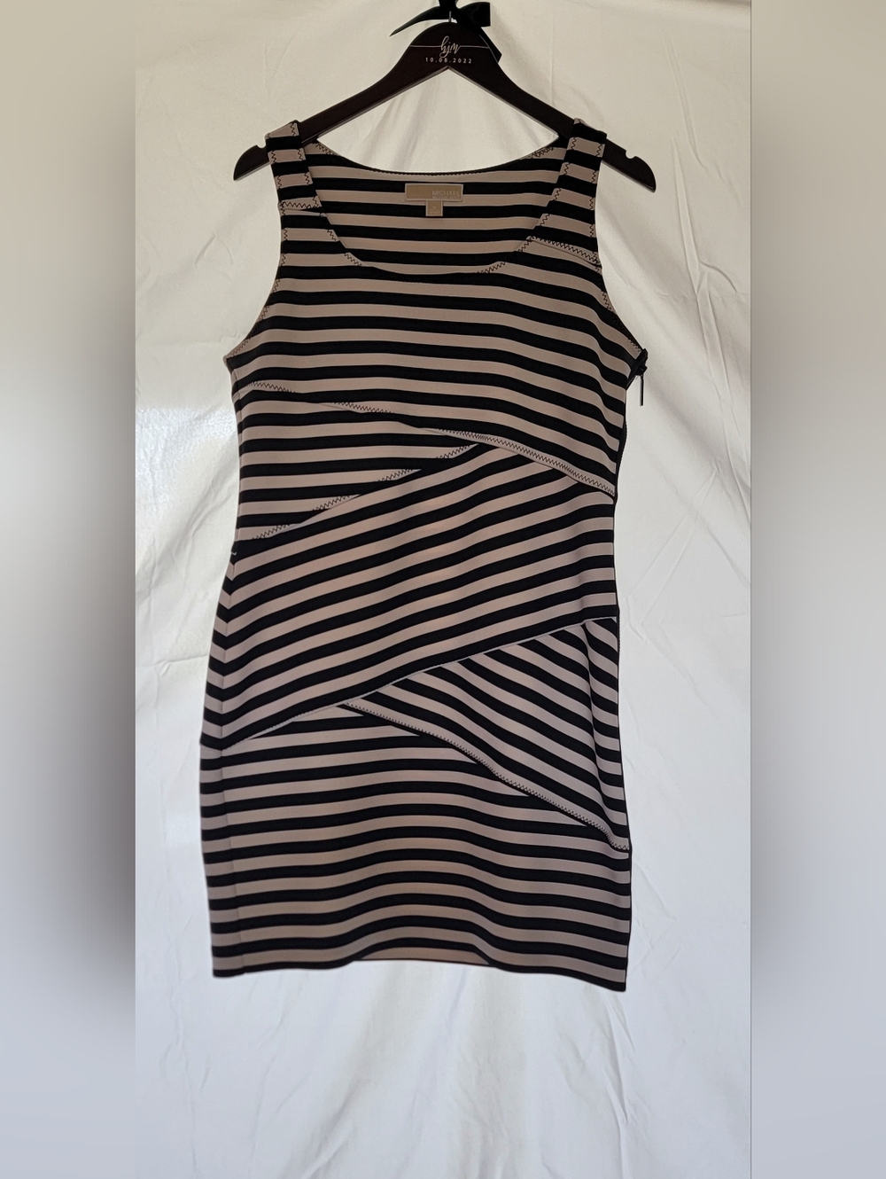 Michael Kors Black and White Striped Dress